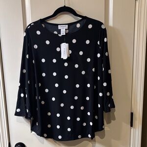 Carmen MWT Black and White Polka Dot Blouse 1X